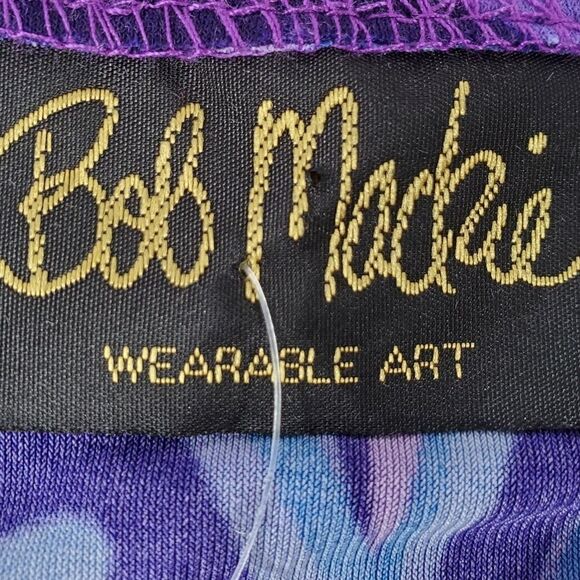 🔹️🔺️NWT Bob Mackie Purple & Blue Floral Print Long Sleeve Blouse Medium - Picture 6 of 9